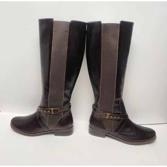 Steven By Steve Madden Women's Sydnee Tall Riding Brown Leather Boots Size 9.5W - Picture 4 of 10
